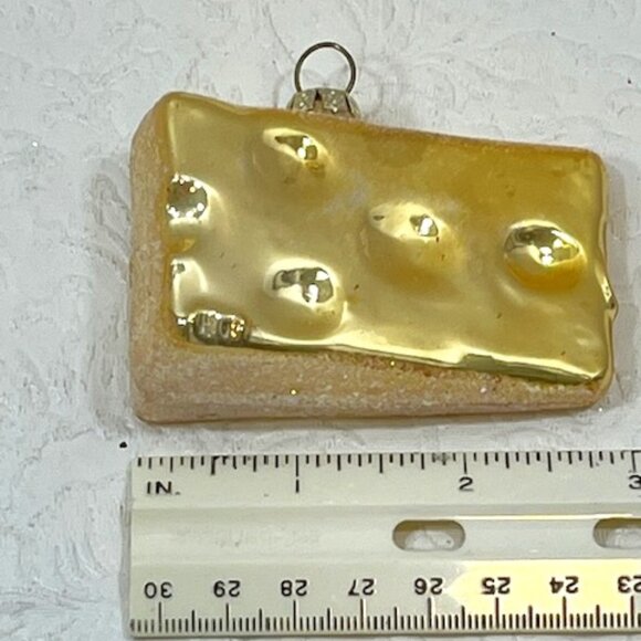Golden Glittered Swiss Cheese Glass Christmas Tree Ornament 2.75" - Picture 8 of 10